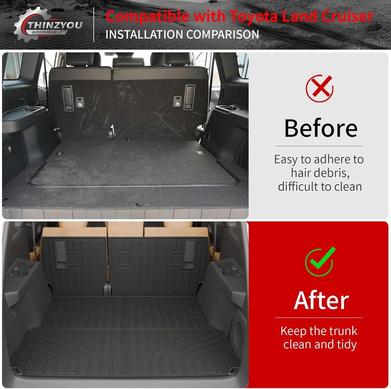Thinzyou Trunk Mat Compatible with 2024 2025 2026 Toyota Land Cruiser/Lexus GX550 Overtrail 5 Seats Cargo Mat Cargo Liner Trunk Liner Back Seat Cover Land Cruiser Accessories (Trunk Mat+Backrest Mats) - Image 2